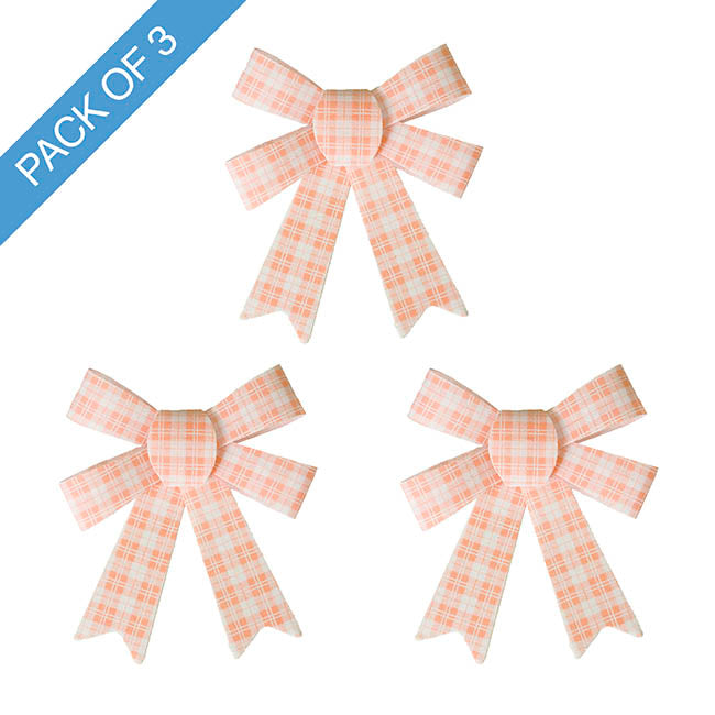 Pre-Made Bow Fabric Top Checkers Just Peachy Pack 3 (9x12cm)