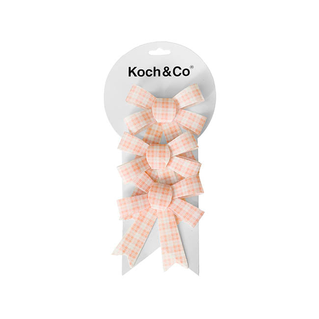 Pre-Made Bow Fabric Top Checkers Just Peachy Pack 3 (9x12cm)