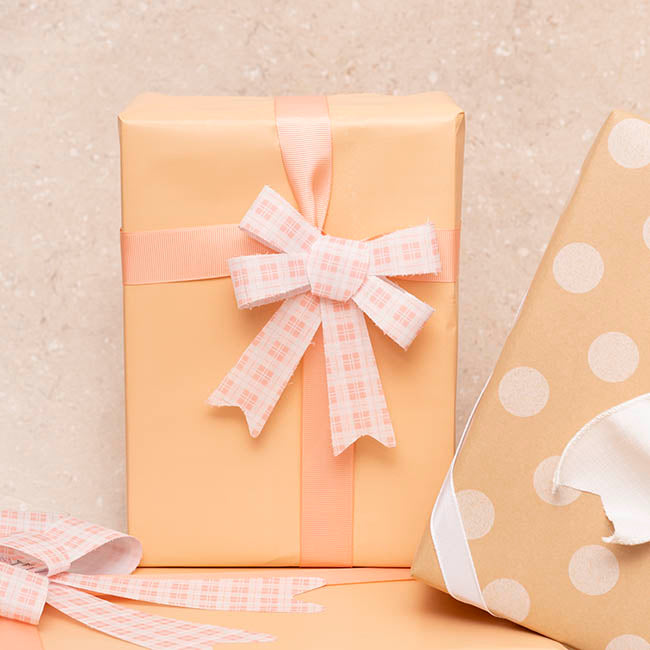 Pre-Made Bow Fabric Top Checkers Just Peachy Pack 3 (9x12cm)