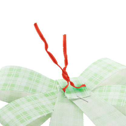Pre-Made Bow Fabric Top Checkers SpringGreen Pack 3 (9x12cm)