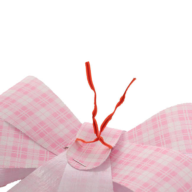 Pre-Made Bow Fabric Top Checkers Lolly Pink Pack 2 (14x19cm)