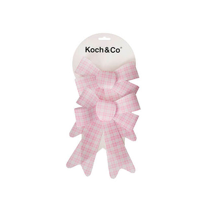 Pre-Made Bow Fabric Top Checkers Lolly Pink Pack 2 (14x19cm)