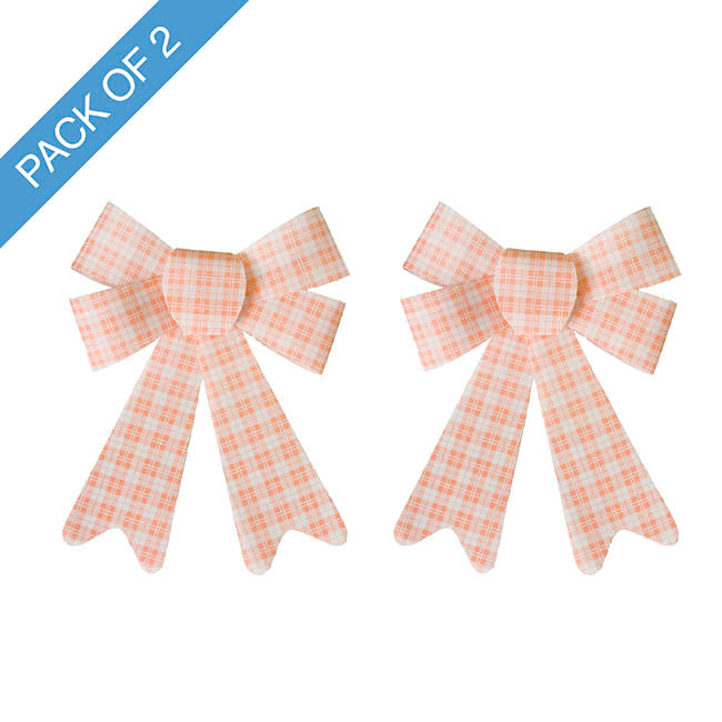 Pre-Made Bow Fabric Top Checkers Just Peachy Pack 2(14x19cm)
