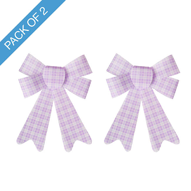 Pre-Made Bow Fabric Top Checkers Oh Lilac Pack 2 (14x19cm)