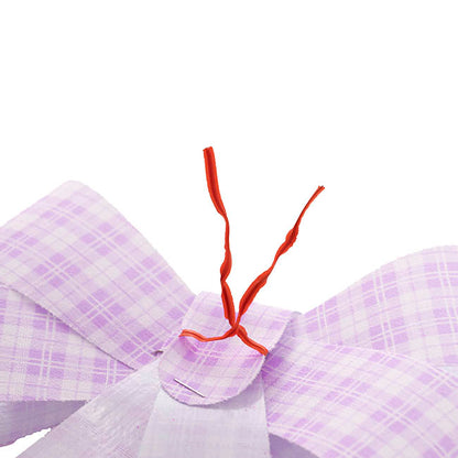 Pre-Made Bow Fabric Top Checkers Oh Lilac Pack 2 (14x19cm)