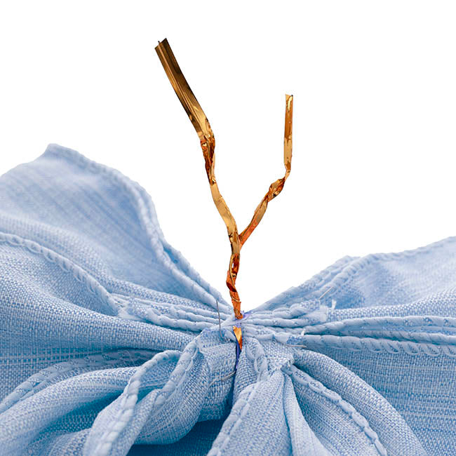 Pre-Made Bow Rustic Linen 4 Loops Cornflower Pk2 (15x21cm)