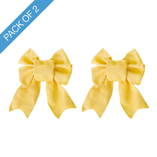 Pre-Made Bow Rustic Linen 4 Loops Lemoniscious Pk2 (15x21cm)