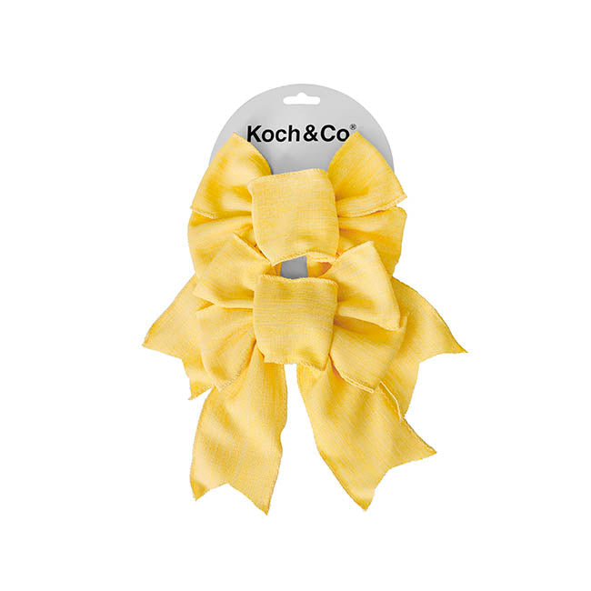 Pre-Made Bow Rustic Linen 4 Loops Lemoniscious Pk2 (15x21cm)