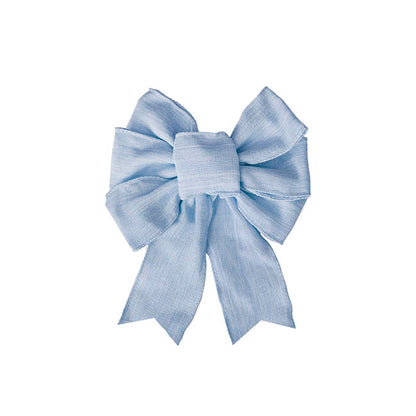 Pre-Made Bow Rustic Linen 6 Loops Cornflower Blue (20x26cm)
