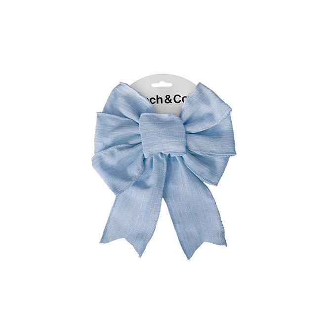Pre-Made Bow Rustic Linen 6 Loops Cornflower Blue (20x26cm)