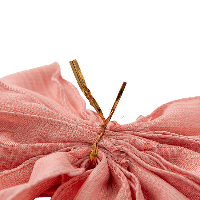 Pre-Made Bow Rusitc Linen 6 Loops Country Pink (20x26cm)
