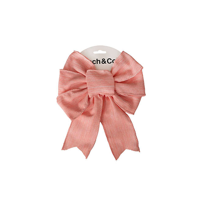 Pre-Made Bow Rusitc Linen 6 Loops Country Pink (20x26cm)