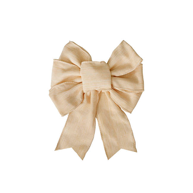 Pre-Made Bow Rustic Linen 6 Loops Raw Natural (20x26cm)