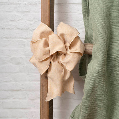 Pre-Made Bow Rustic Linen 6 Loops Raw Natural (20x26cm)