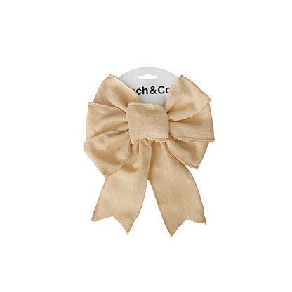 Pre-Made Bow Rustic Linen 6 Loops Raw Natural (20x26cm)