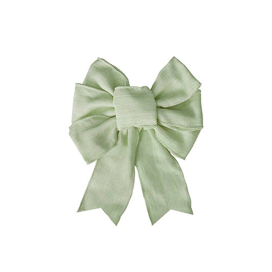 Pre-Made Bow Rustic Linen 6 Loops Sage Green (20x26cm)