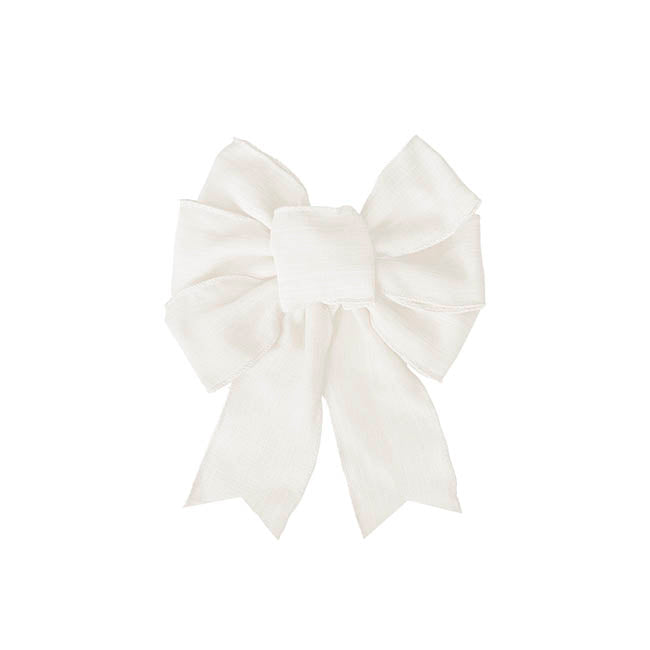 Pre-Made Bow Rustic Linen 6 Loops Snowy White (20x26cm)