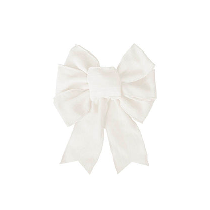 Pre-Made Bow Rustic Linen 6 Loops Snowy White (20x26cm)