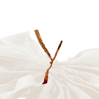 Pre-Made Bow Rustic Linen 6 Loops Snowy White (20x26cm)