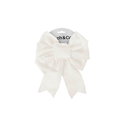Pre-Made Bow Rustic Linen 6 Loops Snowy White (20x26cm)