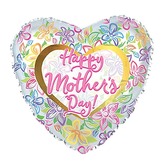 Foil Balloon 17"(42.5cm Dia) Happy Mother's Day Heart