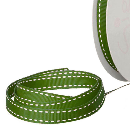 Ribbon Grosgrain Saddle Stitch Moss (10mmx20m)