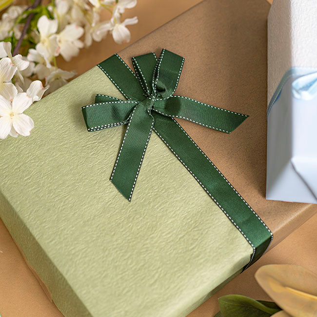 Ribbon Grosgrain Saddle Stitch Dark Green (25mmx20m)