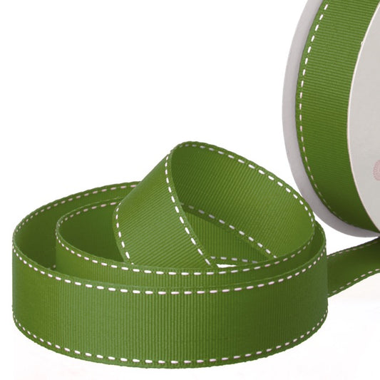 Ribbon Grosgrain Saddle Stitch Moss (25mmx20m)