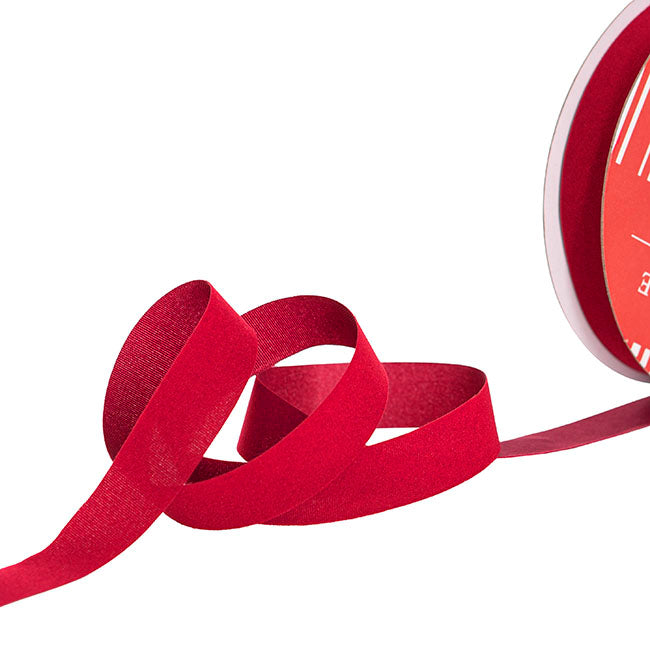 Ribbon Deluxe Velvet Cut Edge Red (15mmx20m)