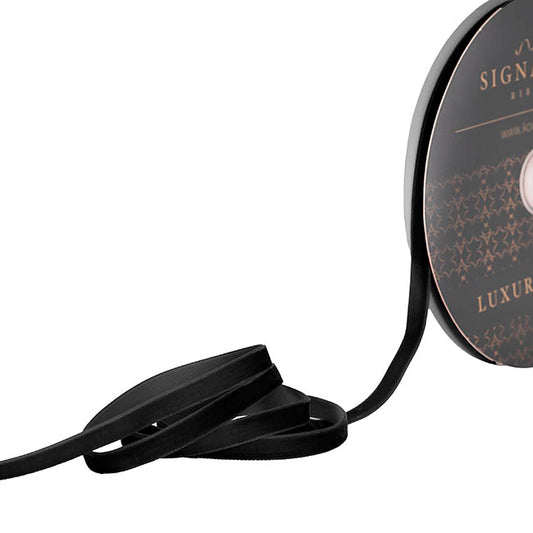 Ribbon Premium Plush Velvet Woven Edge Black (10mmx20m)