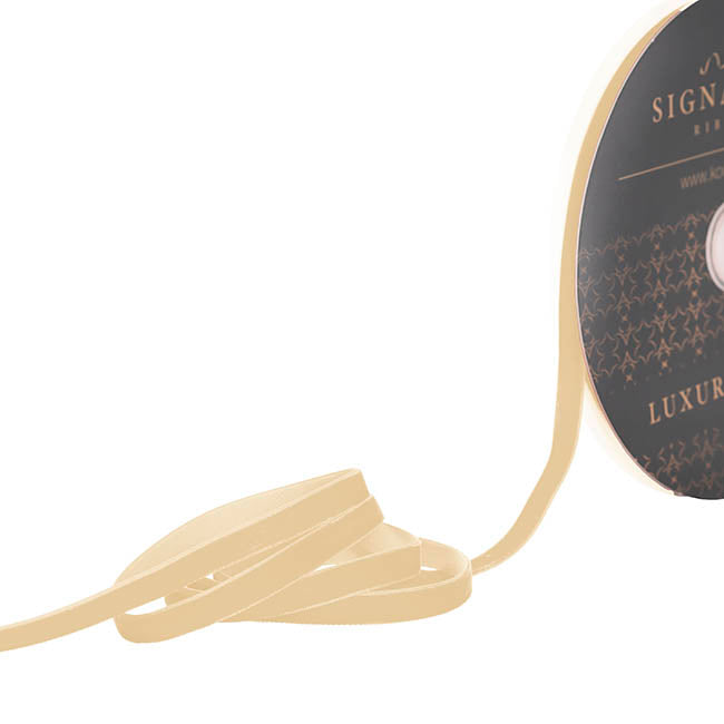 Ribbon Premium Plush Velvet Woven Edge Ivory (10mmx20m)