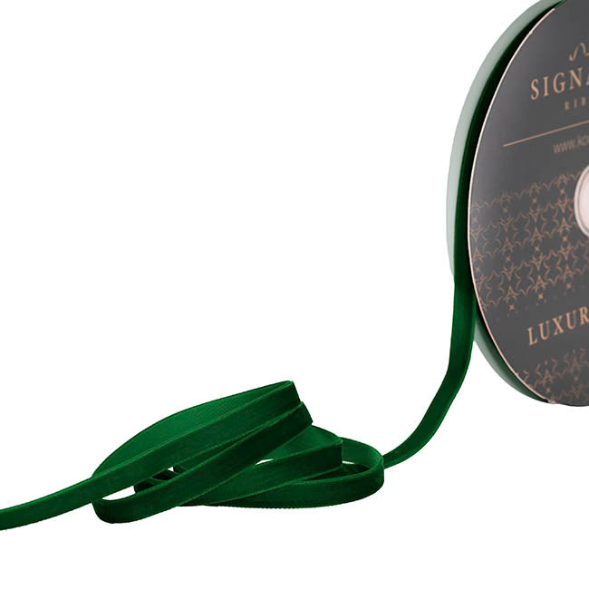 Ribbon Premium Plush Velvet Woven Forest Green (10mmx20m)