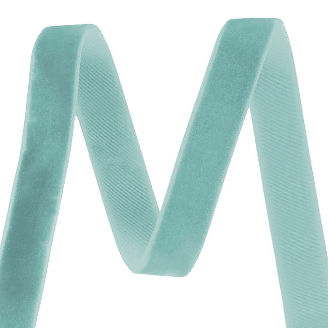 Ribbon Premium Plush Velvet Woven Edge Misty Blue (15mmx20m)