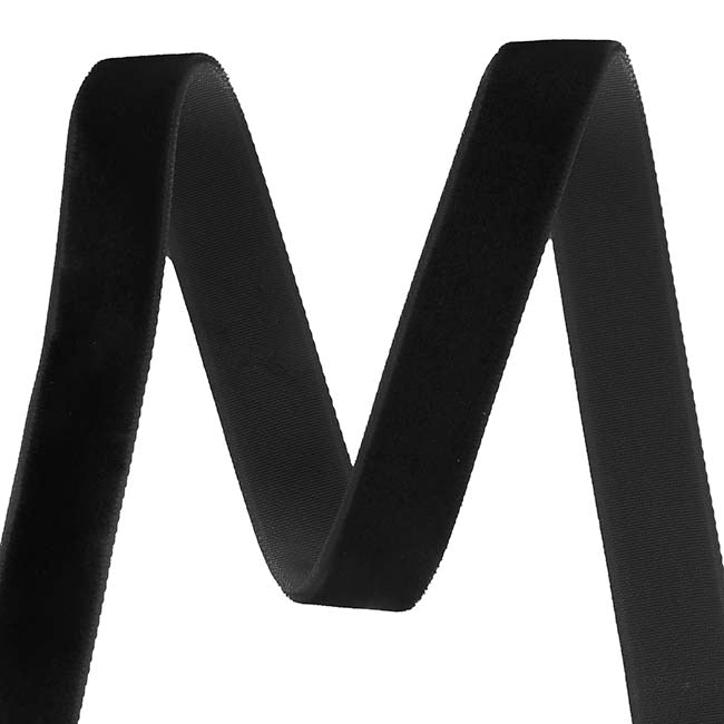 Ribbon Premium Plush Velvet Woven Edge Black (15mmx20m)