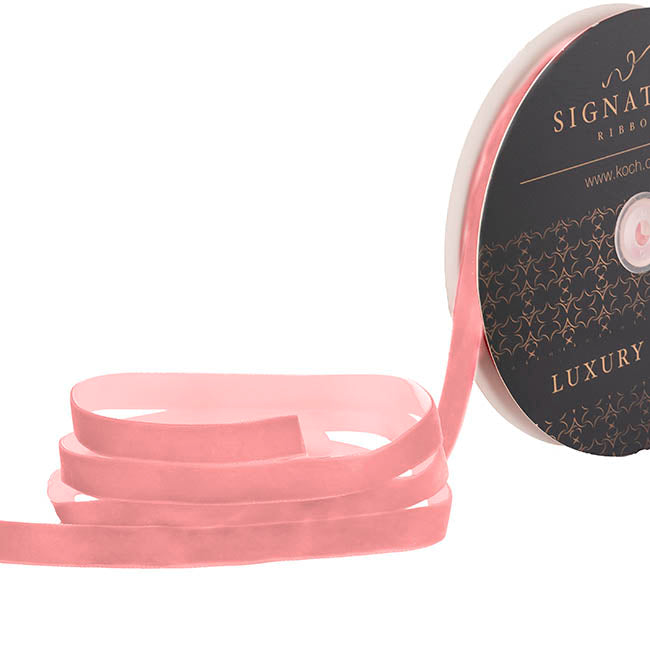 Ribbon Premium Plush Velvet Woven Edge Baby Pink (15mmx20m)