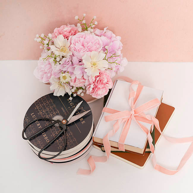 Ribbon Premium Plush Velvet Woven Edge Baby Pink (15mmx20m)