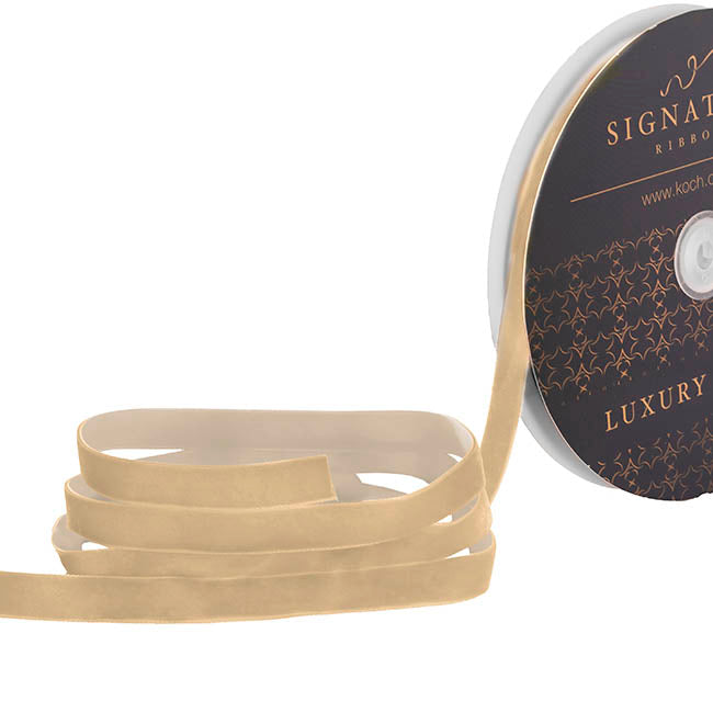 Ribbon Premium Plush Velvet Woven Edge Ivory (15mmx20m)