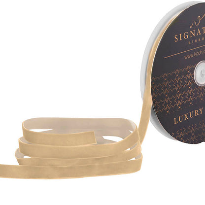 Ribbon Premium Plush Velvet Woven Edge Ivory (15mmx20m)