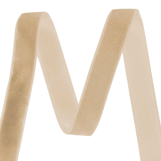Ribbon Premium Plush Velvet Woven Edge Ivory (15mmx20m)