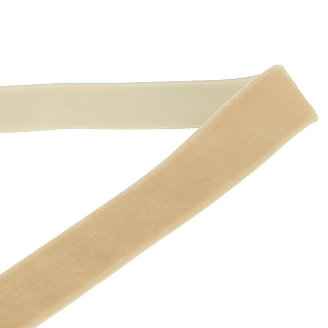 Ribbon Premium Plush Velvet Woven Edge Ivory (15mmx20m)