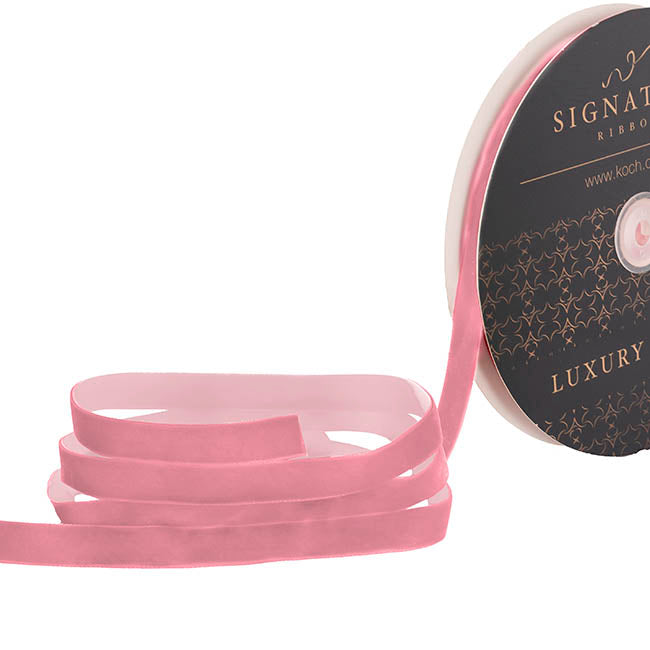 Ribbon Premium Plush Velvet Woven Edge Dusty Pink (15mmx20m)
