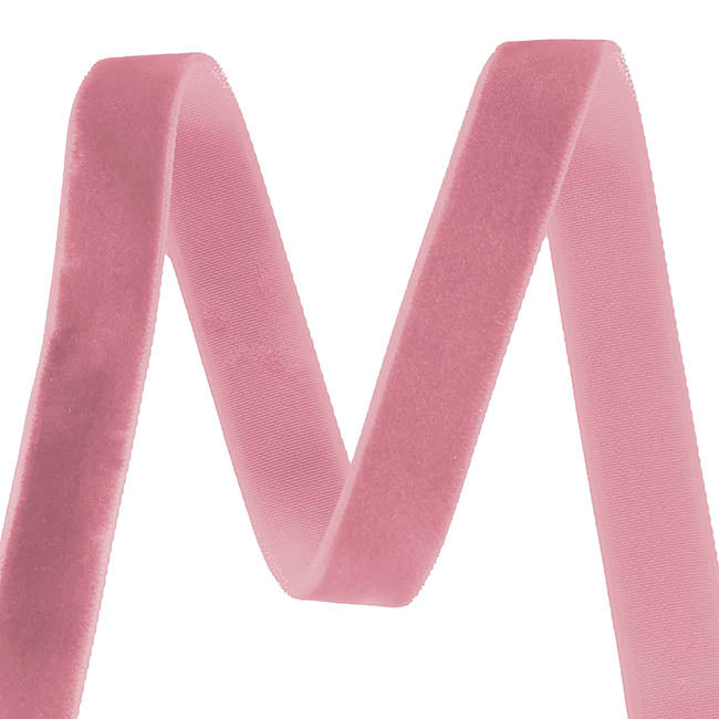Ribbon Premium Plush Velvet Woven Edge Dusty Pink (15mmx20m)