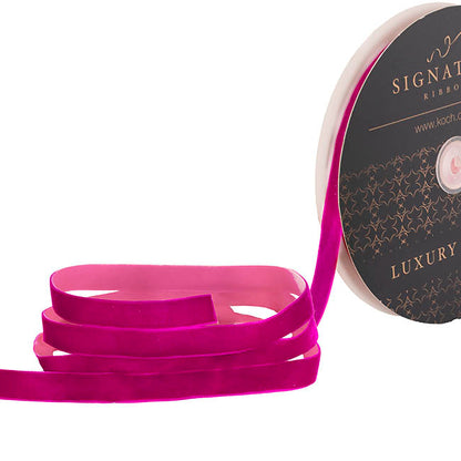 Ribbon Premium Plush Velvet Woven Edge Fuchsia (15mmx20m)