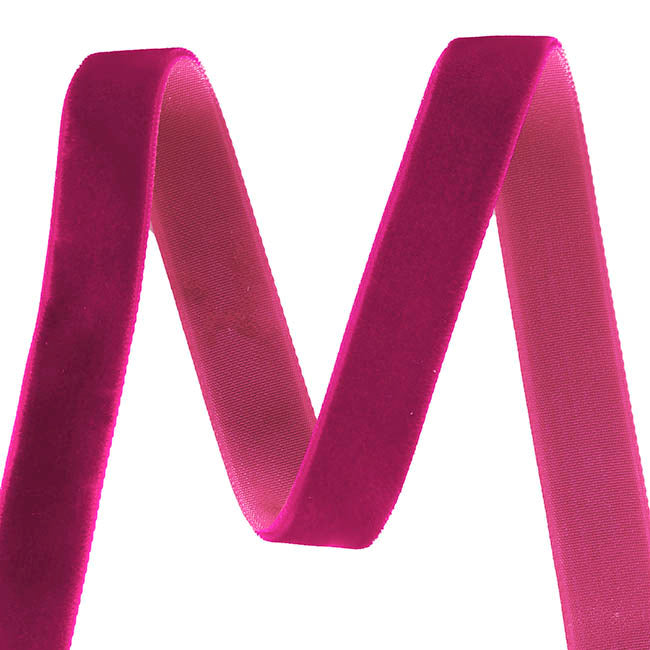 Ribbon Premium Plush Velvet Woven Edge Fuchsia (15mmx20m)