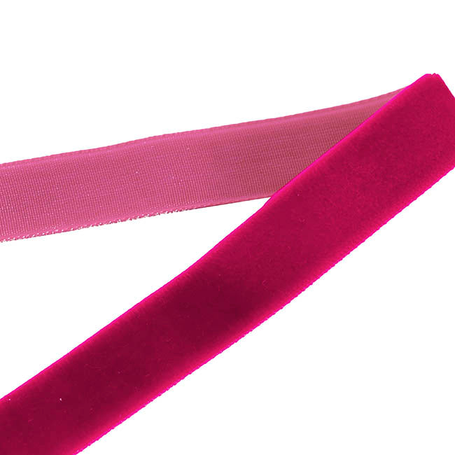 Ribbon Premium Plush Velvet Woven Edge Fuchsia (15mmx20m)