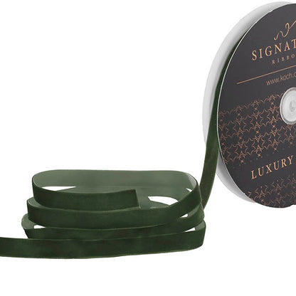 Ribbon Premium Plush Velvet Woven Edge Moss Green (15mmx20m)