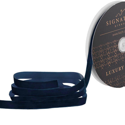Ribbon Premium Plush Velvet Woven Edge Navy Blue (15mmx20m)