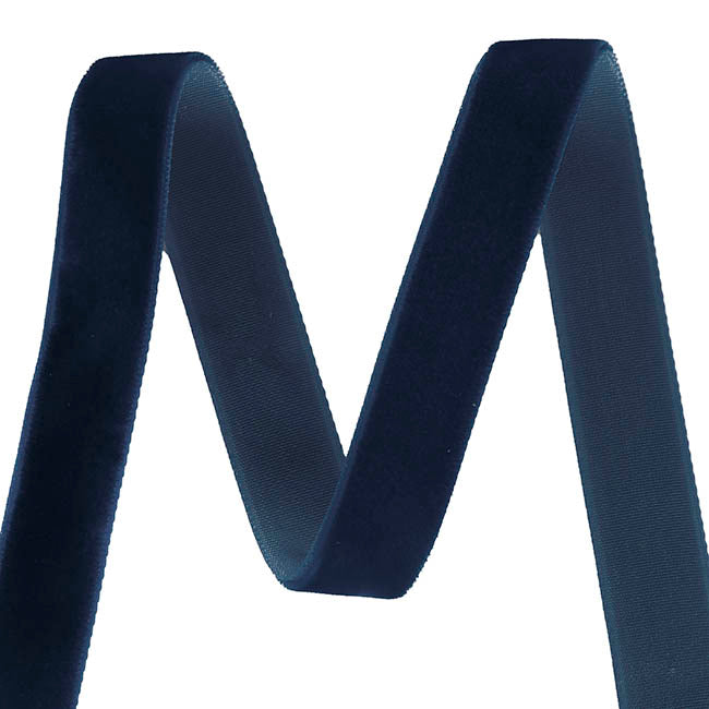 Ribbon Premium Plush Velvet Woven Edge Navy Blue (15mmx20m)
