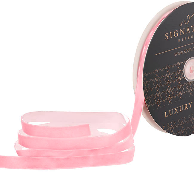 Ribbon Premium Plush Velvet Woven Edge Pink (15mmx20m)