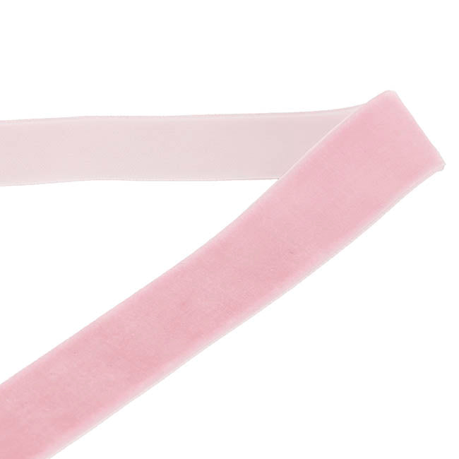 Ribbon Premium Plush Velvet Woven Edge Pink (15mmx20m)